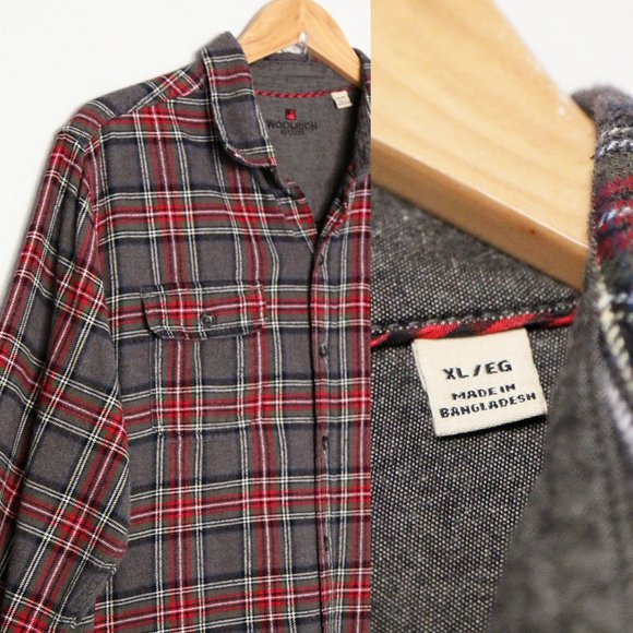 Woolrich Men's Ultimate Flannel Premium Brushed Cotton Shirt XL Red Gray Plaid - Picture 10 of 16